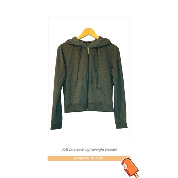 U2B Charcoal Grey Lightweight Hoodie - Picture 1 of 2